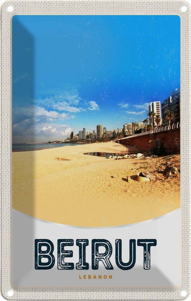 [LA-1783510] Blechschild 18x12 cm Beirut Libanon arabisch Strand Bildmotiv Reisemotiv Abenteuer Reisen