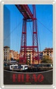 Blechschild 18x12 cm Bilbao Spanien Europa rote Brücke Bildmotiv Reisemotiv Abenteuer Reisen