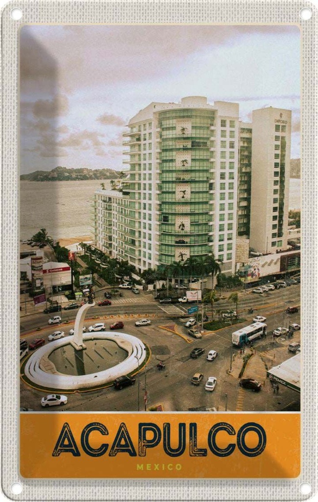 [LA-1783516] Blechschild 18x12 cm Acapulco Mexiko Innenstadt Hochhaus Bildmotiv Reisemotiv Abenteuer Reisen