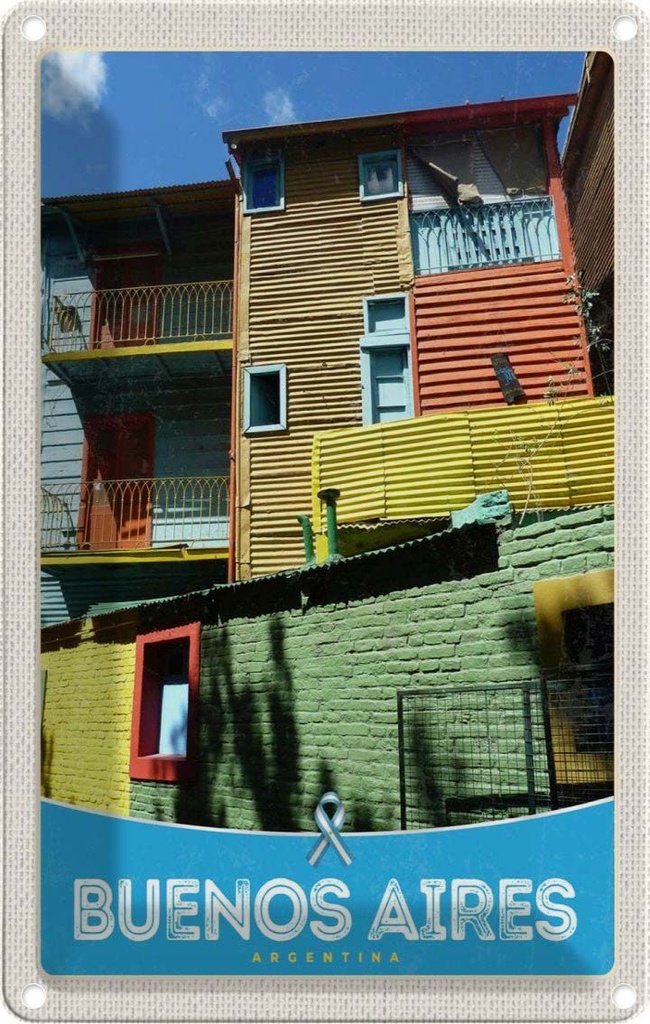 [LA-1783523] Blechschild 18x12 cm Buenos Aires Argentinien Häuser Bildmotiv Reisemotiv Abenteuer Reisen