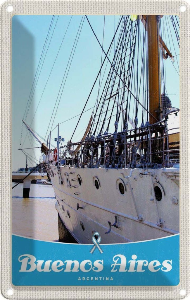[LA-1783528] Blechschild 18x12 cm Buenos Aires Argentinien Schiff Bildmotiv Reisemotiv Abenteuer Reisen