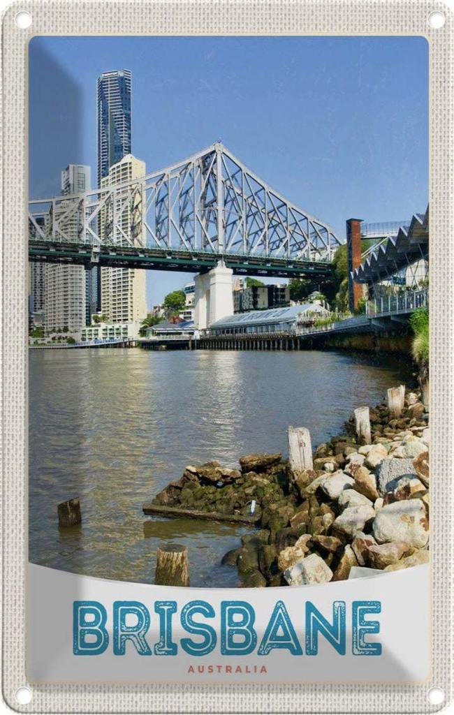 [LA-1783529] Blechschild 18x12 cm Brisbane Australien Innenstadt Bildmotiv Reisemotiv Abenteuer Reisen
