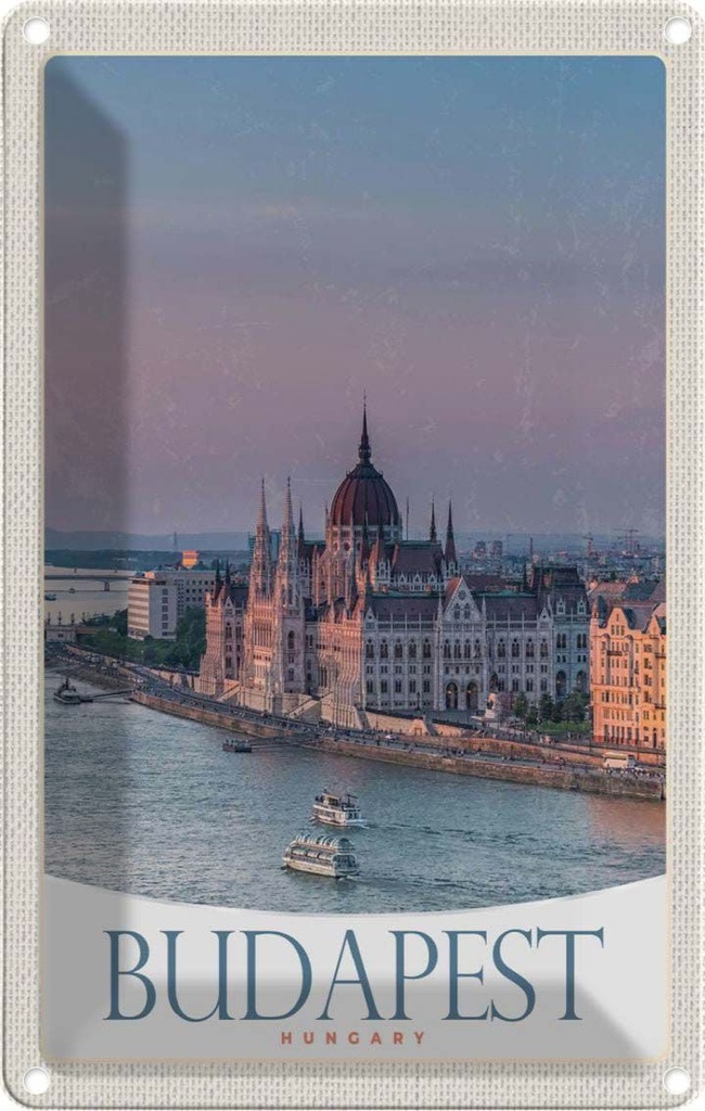 [LA-1783533] Blechschild 18x12 cm Aussicht auf Budapest Kirche Ungarn Bildmotiv Reisemotiv Abenteuer Reisen