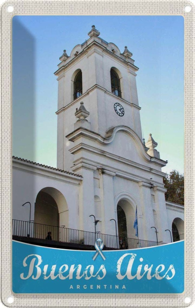 [LA-1783536] Blechschild 18x12 cm Buenos Aires Argentinien Kirche Bildmotiv Reisemotiv Abenteuer Reisen