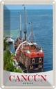 Blechschild 18x12 cm Cancun Mexiko Schiff Jolly Roger Bildmotiv Reisemotiv Abenteuer Reisen