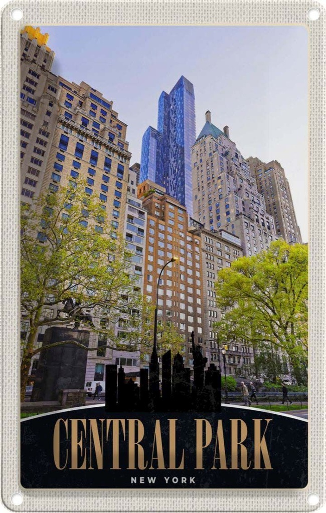 [LA-1783540] Blechschild 18x12 cm Central Park USA New York Hochhaus Bildmotiv Reisemotiv Abenteuer Reisen