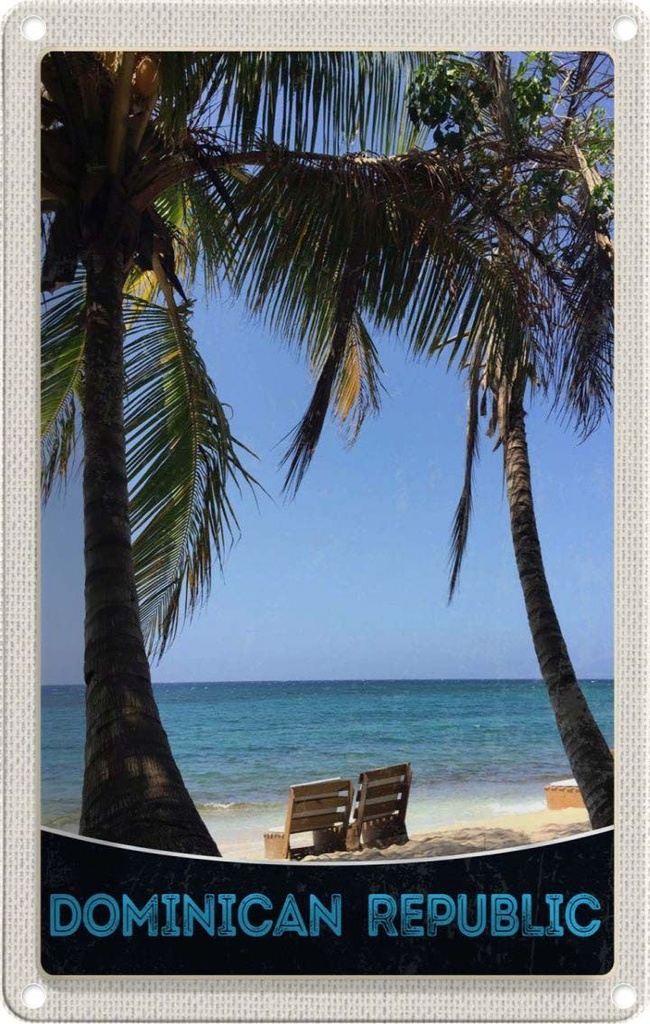 [LA-1783541] Blechschild 18x12 cm Dominikanische Republik Strand Bildmotiv Reisemotiv Abenteuer Reisen