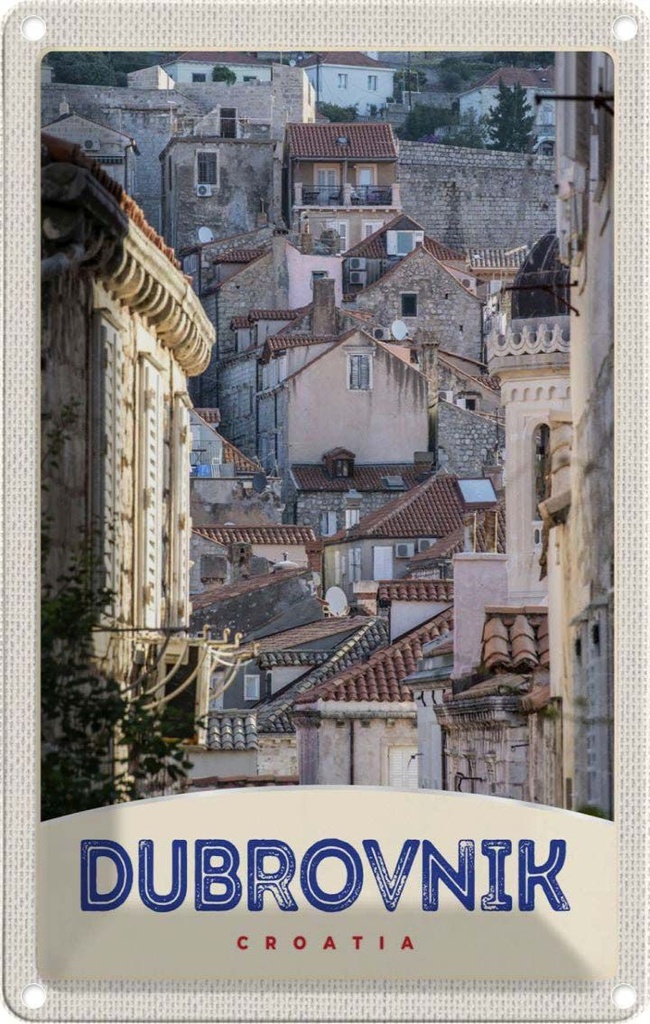 [LA-1783544] Blechschild 18x12 cm Blick auf Dubrovnik Kroatien Stadt Bildmotiv Reisemotiv Abenteuer Reisen