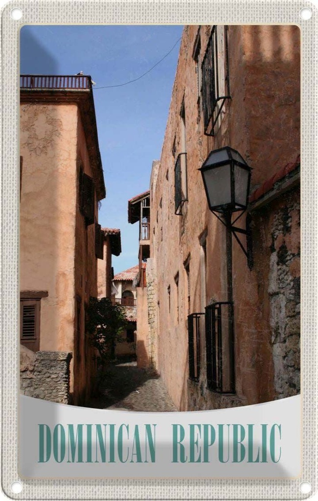 [LA-1783546] Blechschild 18x12 cm Dominikanische Republik Altstadt Bildmotiv Reisemotiv Abenteuer Reisen
