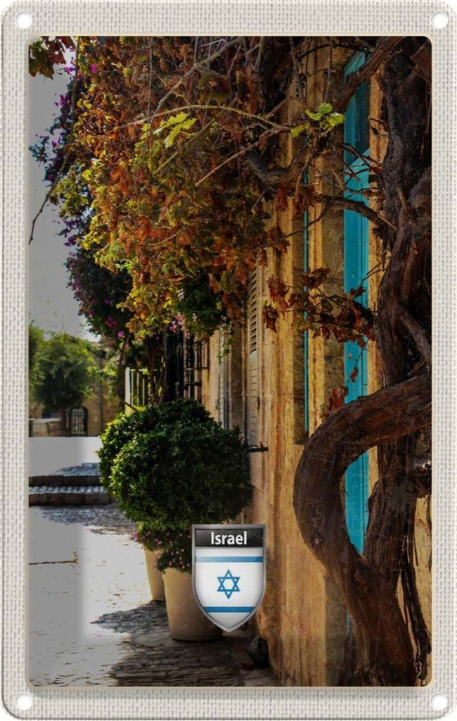 [LA-1783578] Blechschild 18x12 cm Israel Stadt Pflanzen Bildmotiv Reisemotiv Abenteuer Reisen