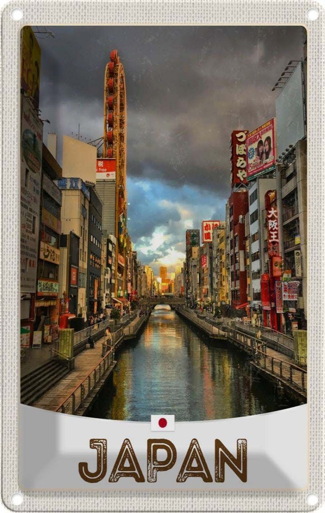 [LA-1783581] Blechschild 18x12 cm Japan Asien Fluss Stadt Bildmotiv Reisemotiv Abenteuer Reisen