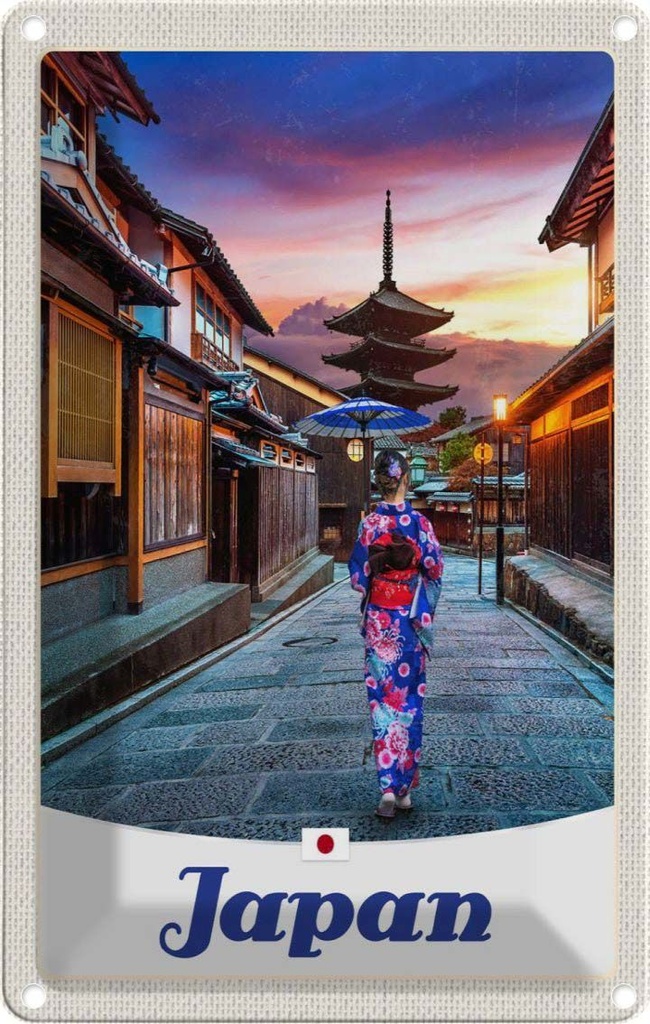 [LA-1783582] Blechschild 18x12 cm Japan Asien Japanerin Tradition Bildmotiv Reisemotiv Abenteuer Reisen
