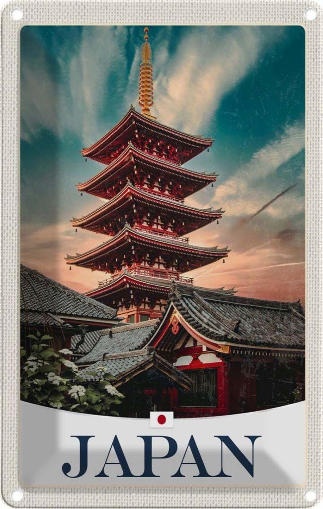 [LA-1783583] Blechschild 18x12 cm Japan Asien traditionelles Gebäude Bildmotiv Reisemotiv Abenteuer Reisen