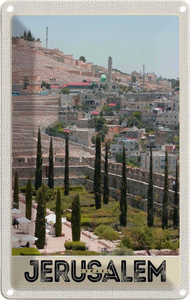 [LA-1783587] Blechschild 18x12 cm Jerusalem Israel Stadt Garten Bildmotiv Reisemotiv Abenteuer Reisen