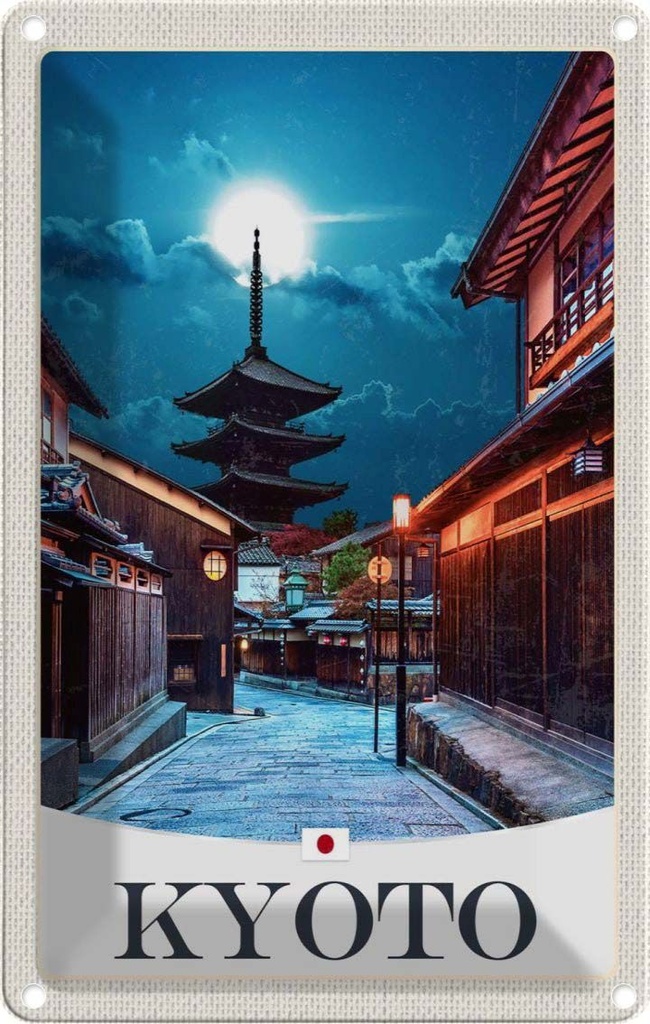 [LA-1783599] Blechschild 18x12 cm Kyoto Japan Innenstadt Abend Bildmotiv Reisemotiv Abenteuer Reisen
