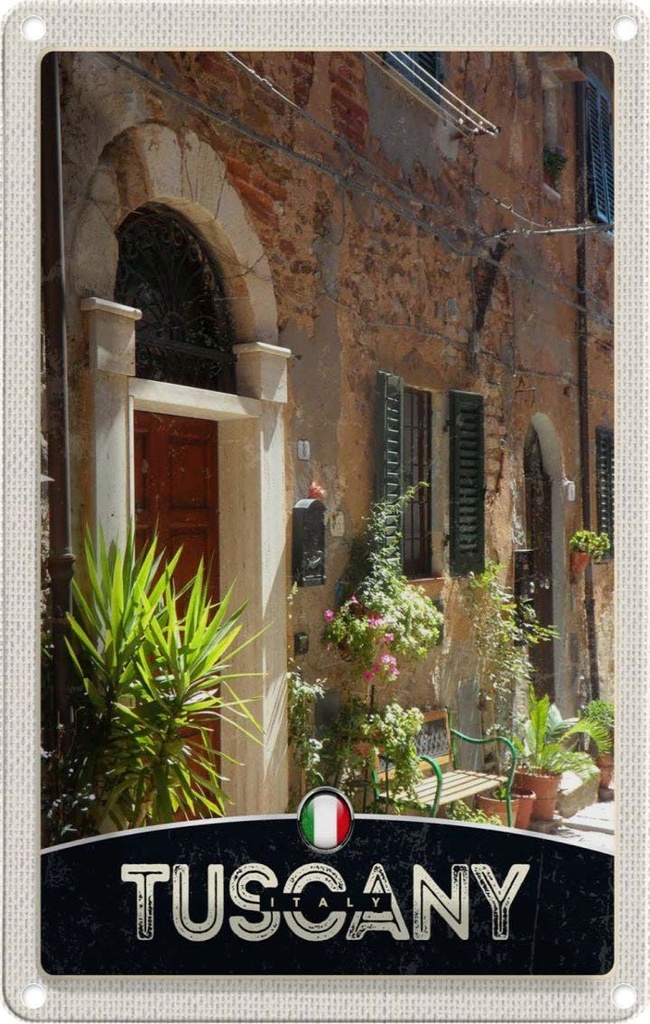 Blechschild 18x12 cm Toskana Italien Gebäude Natur Bildmotiv Reisemotiv Abenteuer Reisen