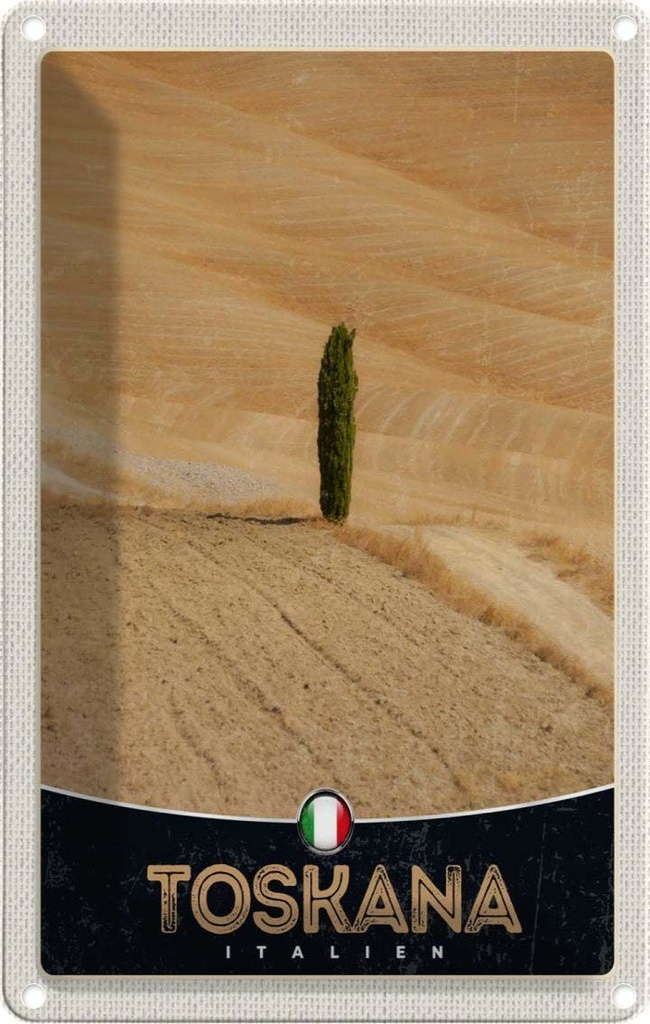 Blechschild 18x12 cm Toskana Italien Felder Natur Sand Bildmotiv Reisemotiv Abenteuer Reisen