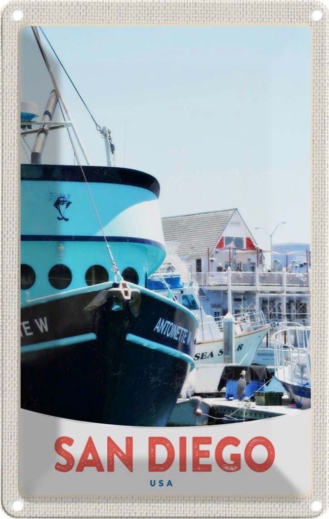 [LA-1783644] Blechschild 18x12 cm San Diego USA Amerika Yacht Meer Bildmotiv Reisemotiv