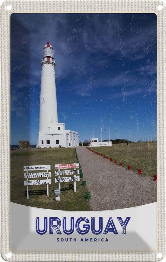 [LA-1783646] Blechschild 18x12 cm Uruguay Amerika USA Leuchtturm Bildmotiv Reisemotiv