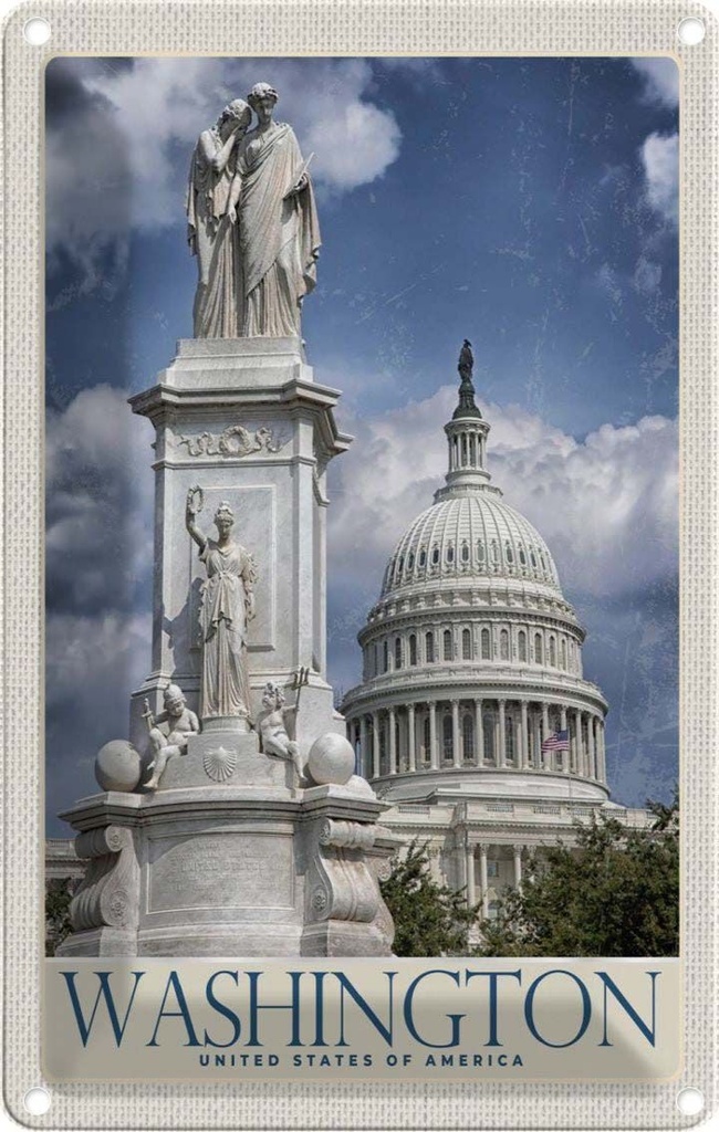 [LA-1783648] Blechschild 18x12 cm Washington Amerika USA weißes Haus Bildmotiv Reisemotiv