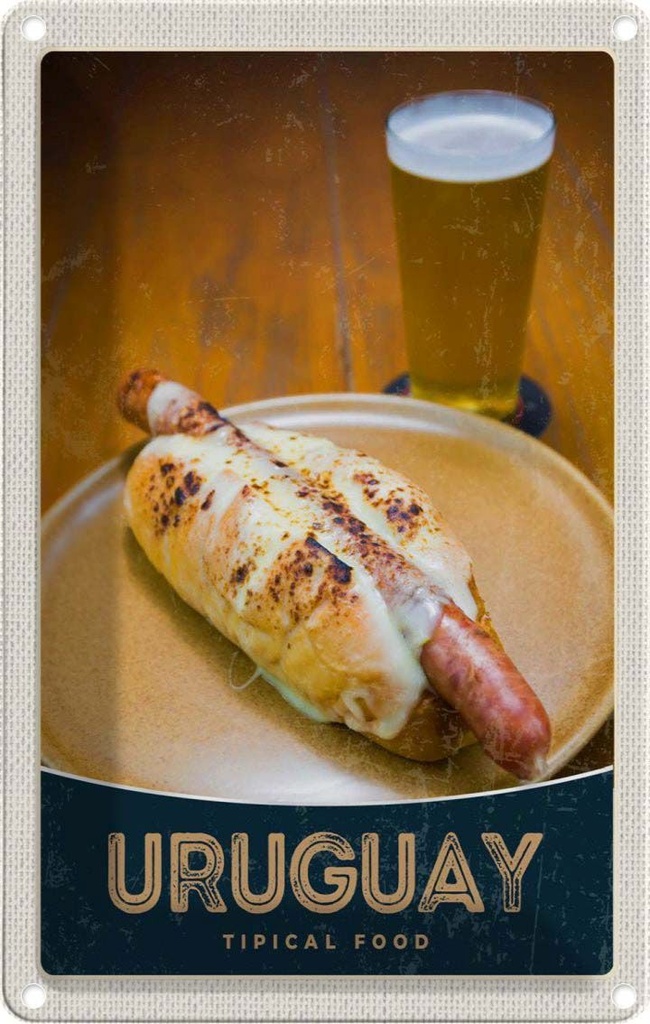 [LA-1783659] Blechschild 18x12 cm Uruguay Süd Amerika Tipical Food Bildmotiv Reisemotiv USA