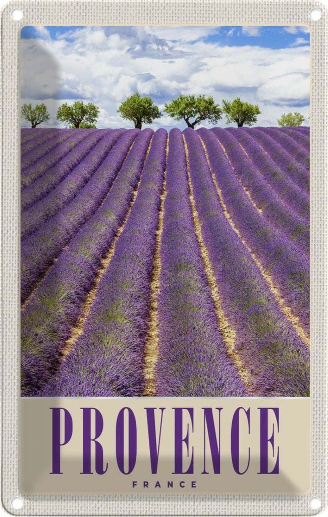 [LA-1783665] Blechschild 18x12 cm Provence Frankreich Lila Natur Abenteuer Reisen Urlaub