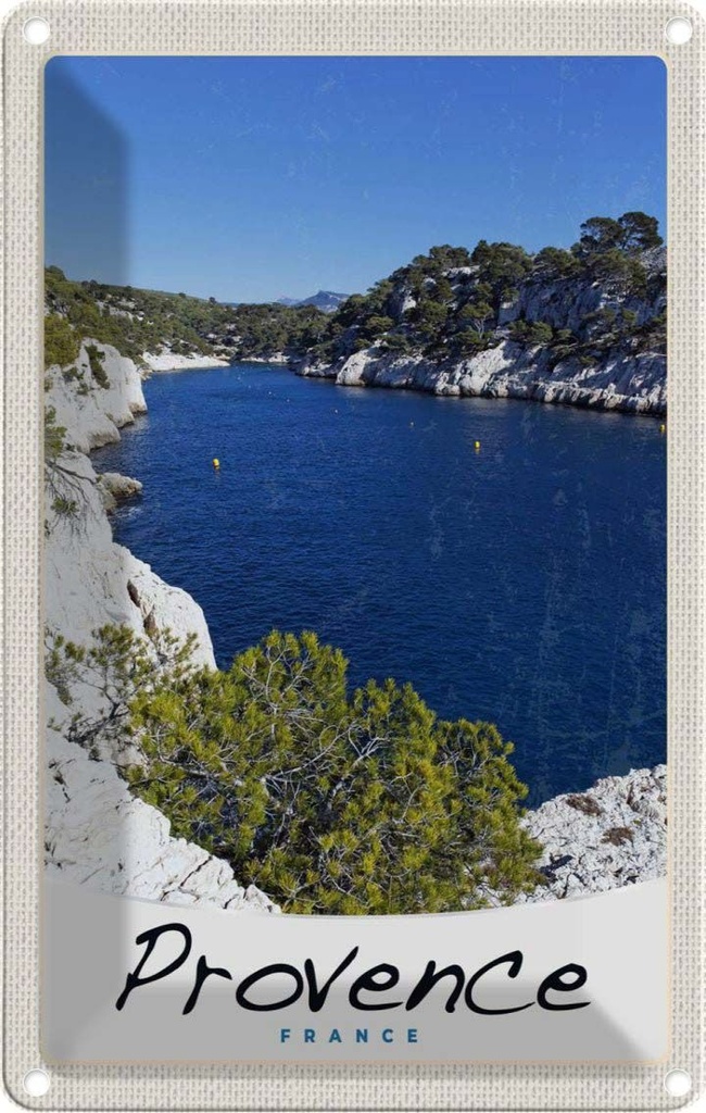 [LA-1783669] Blechschild 18x12 cm Provence Frankreich Meer Gebirge Abenteuer Reisen Urlaub