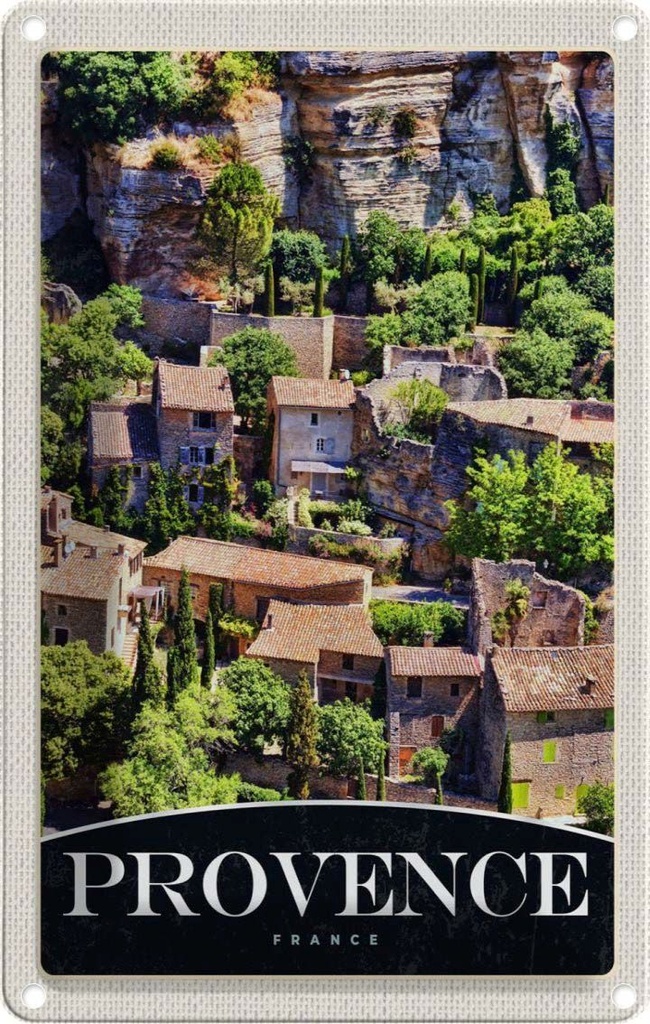 [LA-1783674] Blechschild 18x12 cm Provence Frankreich Natur Gebäude Abenteuer Reisen Urlaub