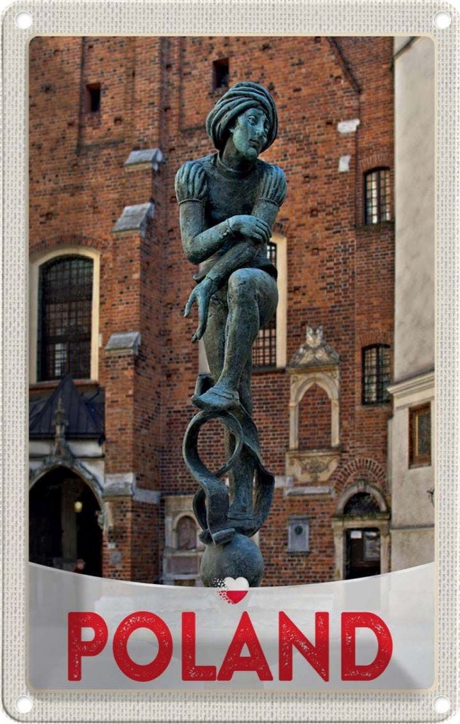 Blechschild 18x12 cm Polen Europa Skulptur Altstadt Bildmotiv Reisemotiv Abenteuer Reisen