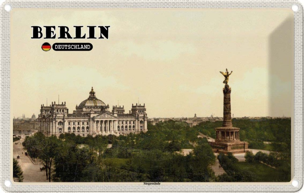 Blechschild 12x18 cm Berlin Siegessäule Bildmotiv Reisemotiv Abenteuer Reisen