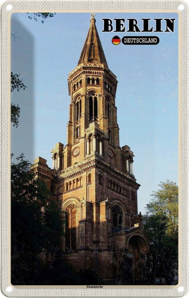 Blechschild 18x12 cm Berlin Zionskirche Bildmotiv Reisemotiv Abenteuer Reisen