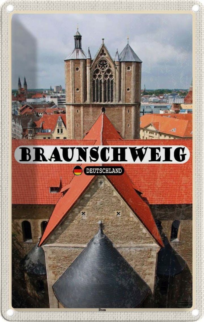 Blechschild 18x12 cm Braunschweig Dom Kirche Bildmotiv Reisemotiv Abenteuer Reisen