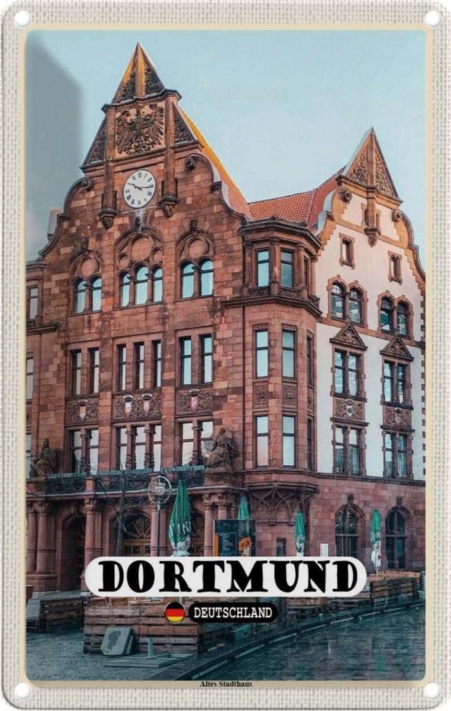 Blechschild 18x12 cm Dortmund Altes Stadthaus Altstadt Bildmotiv Reisemotiv Abenteuer Reisen