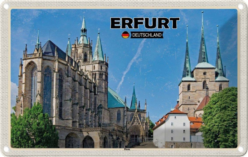 Blechschild 12x18 cm Erfurt Dom Altstadt Bildmotiv Reisemotiv Abenteuer Reisen