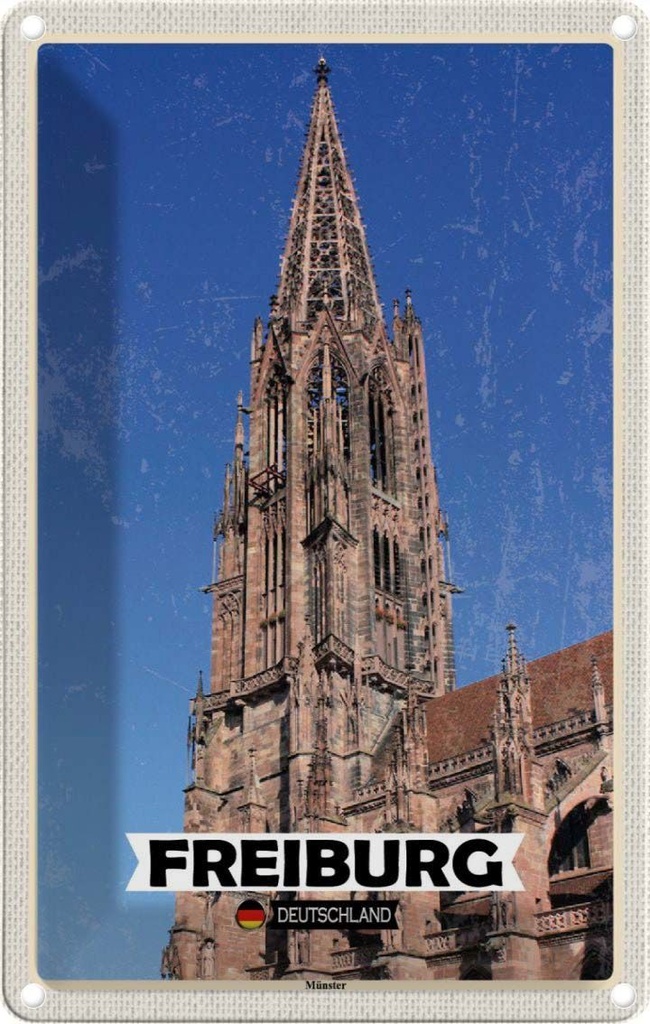 Blechschild 18x12 cm Freiburg Münster Trip Bildmotiv Reisemotiv Abenteuer Reisen