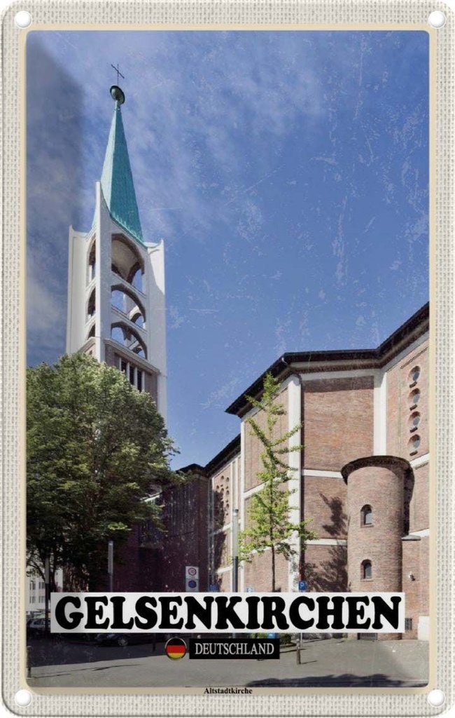 Blechschild 18x12 cm Gelsenkirchen Alstadtkirche Bildmotiv Reisemotiv Abenteuer Reisen