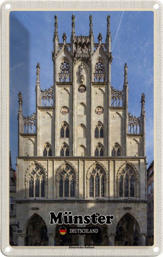 [LA-1783788] Blechschild 18x12 cm Münster Historichesrathaus Abenteuer Reisen Urlaub