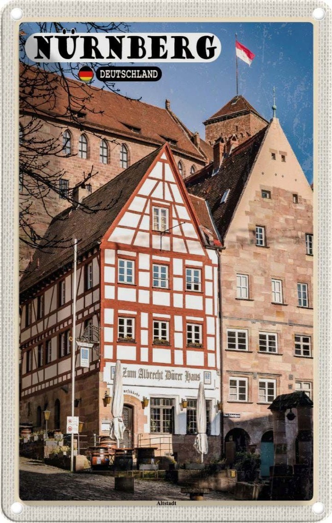 Blechschild 18x12 cm Nürnberg Altstadt Bildmotiv Reisemotiv Abenteuer Reisen