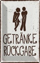 Blechschild 18x12 cm Getränke Rückgabe