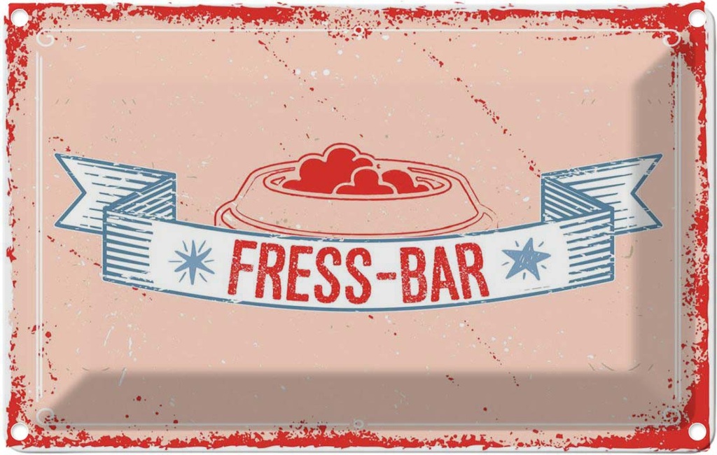 [LA-1783813] Blechschild 12x18 cm Fress-Bar Tier Haustier