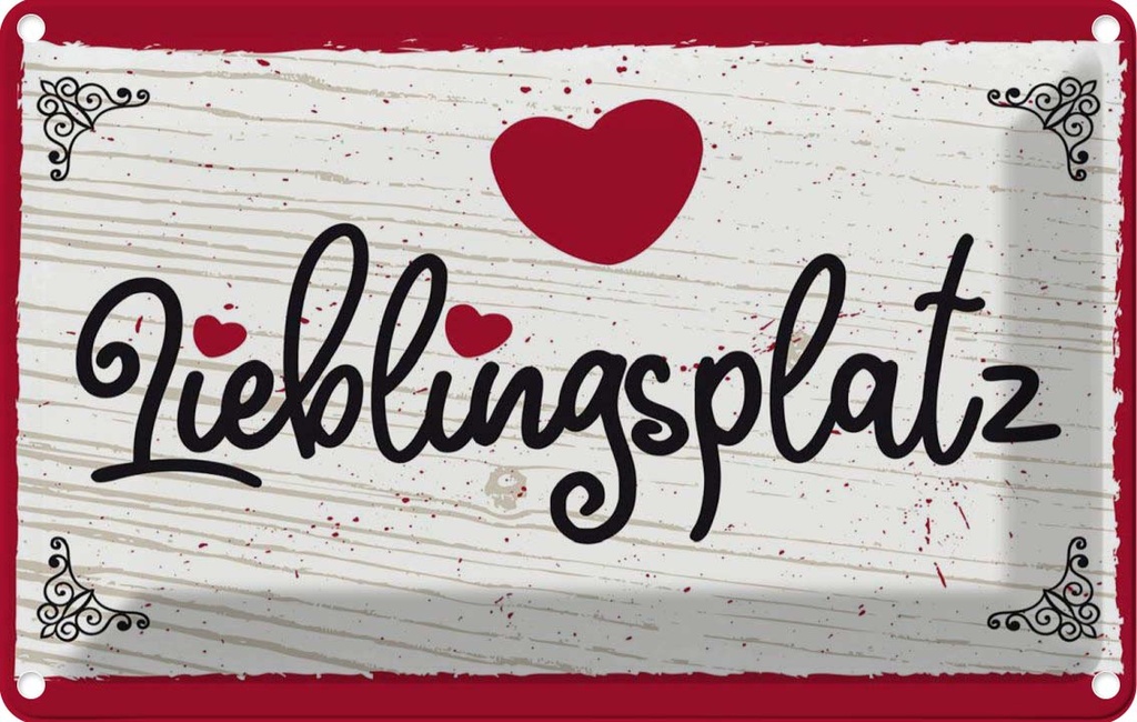 [LA-1783832] Blechschild 12x18 cm Lieblingsplatz Herz rot Witz Humor Lustig Spaß