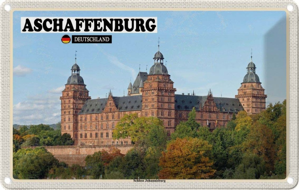 Blechschild 12x18 cm Aschaffenburg Schloss Johannisburg Bildmotiv Reisemotiv Abenteuer Reisen