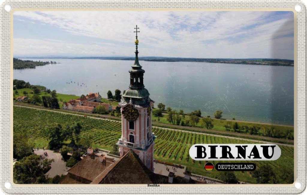 Blechschild 12x18 cm Birnau Basilika Kirche Natur Bildmotiv Reisemotiv Abenteuer Reisen
