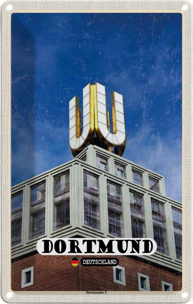 Blechschild 18x12 cm Dortmund Dortmunder U Bildmotiv Reisemotiv Abenteuer Reisen