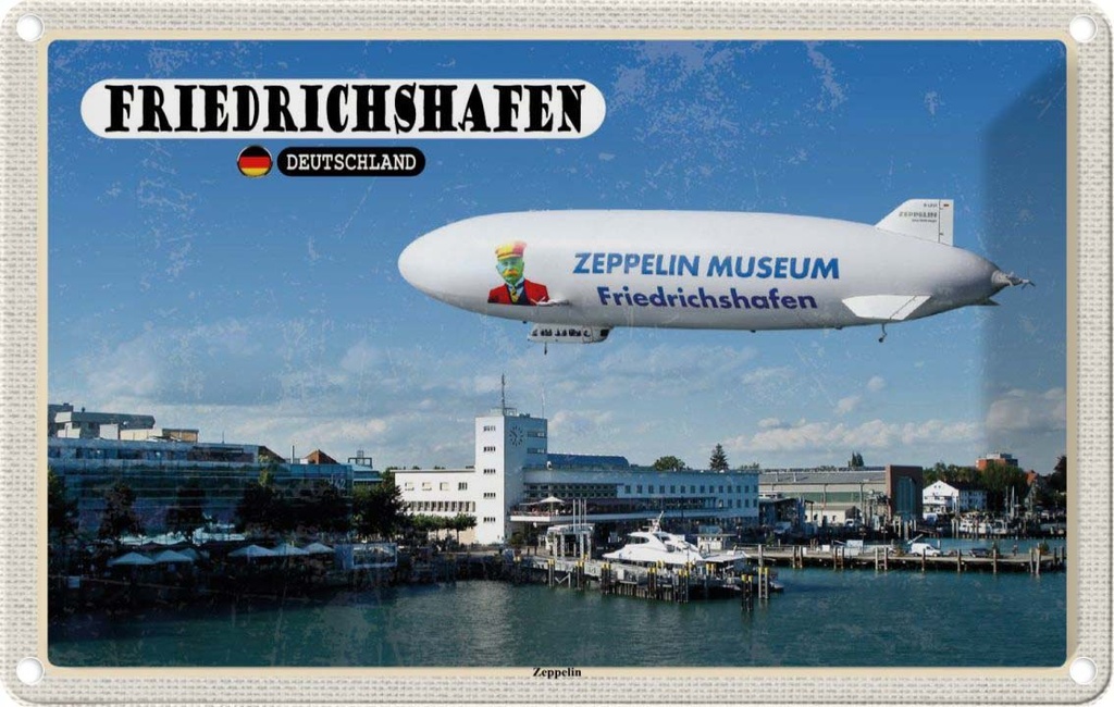 [LA-1783881] Blechschild 12x18 cm Friedrichshafen Zeppellin Abenteuer Reisen Urlaub
