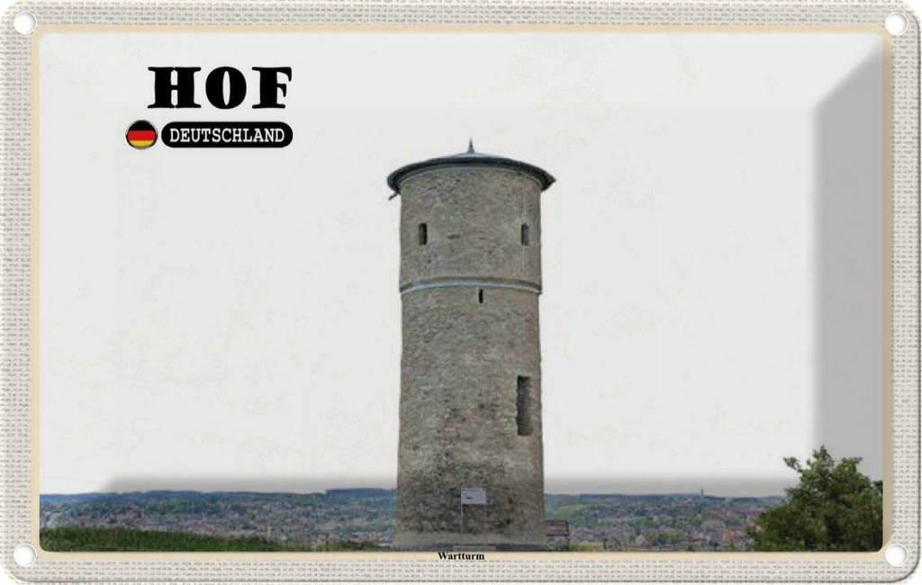 Blechschild 12x18 cm Hof Wartturm Sehenswürdigkeit Bildmotiv Reisemotiv Abenteuer Reisen