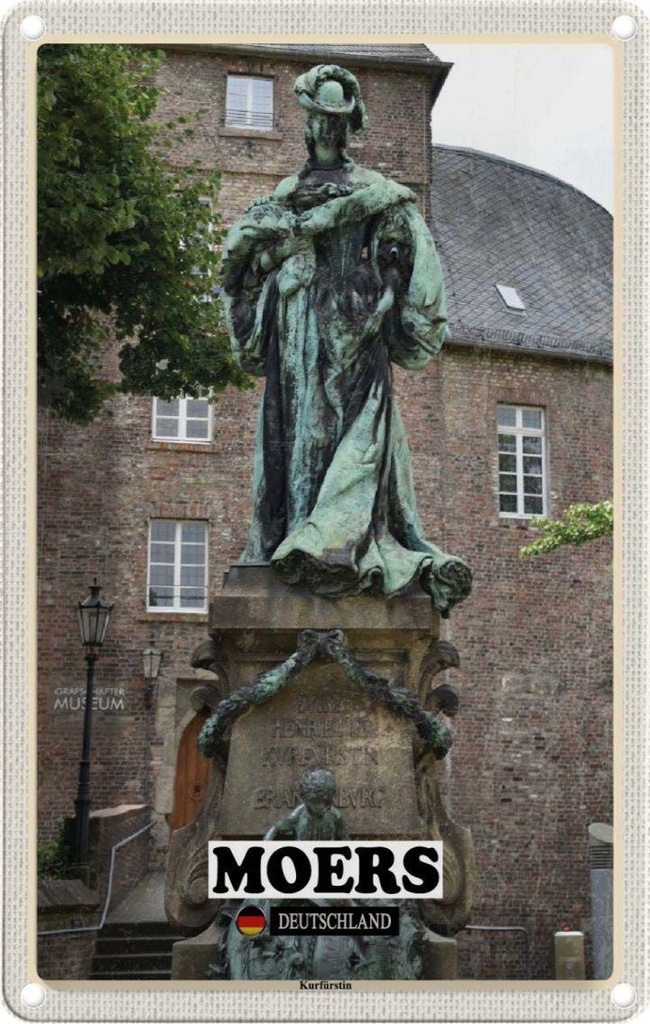 Blechschild 18x12 cm Moers Kurfürstin Skulptur Bildmotiv Reisemotiv Abenteuer Reisen