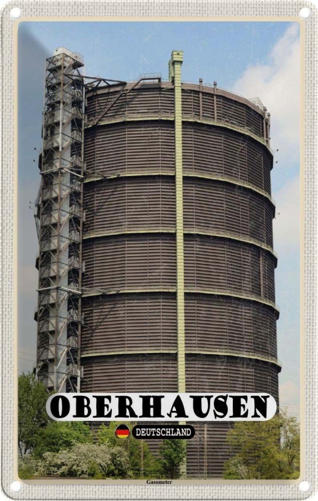 Blechschild 18x12 cm Oberhausen Gasometer Gebäude Bildmotiv Reisemotiv Abenteuer Reisen