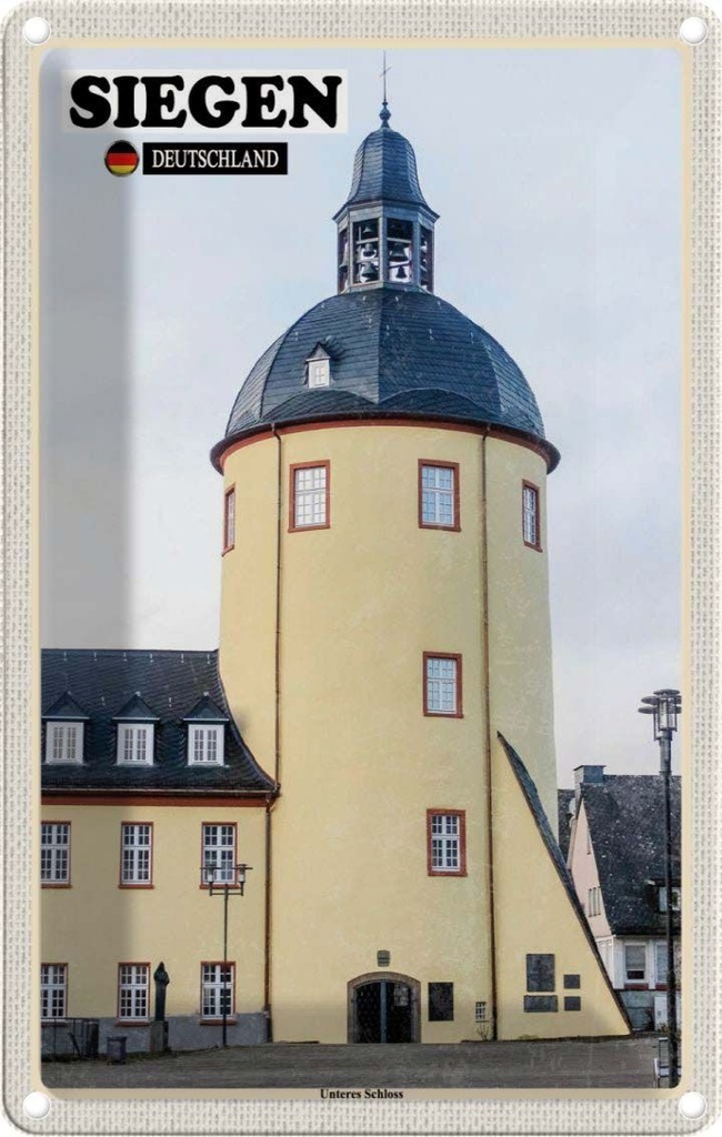 Blechschild 18x12 cm Siegen Unteres Schloss Gebäude Bildmotiv Reisemotiv Abenteuer Reisen