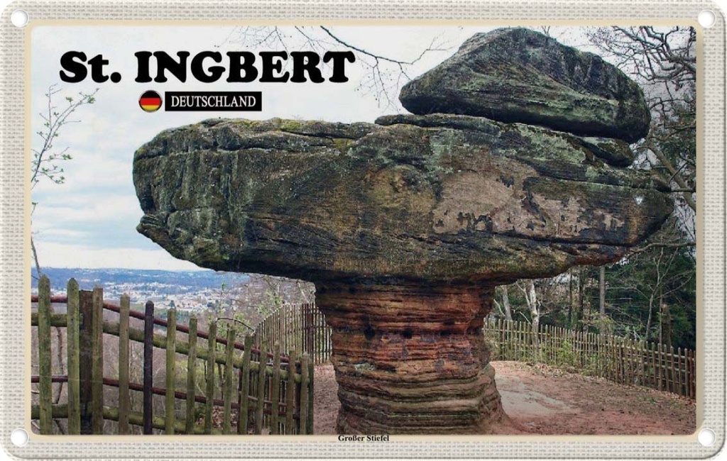 Blechschild 12x18 cm St. Ingbert Großer Stiefel Trip Bildmotiv Reisemotiv Abenteuer Reisen